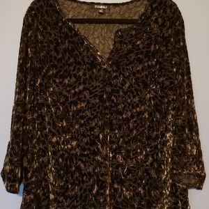 Burnout velvet leopard print top